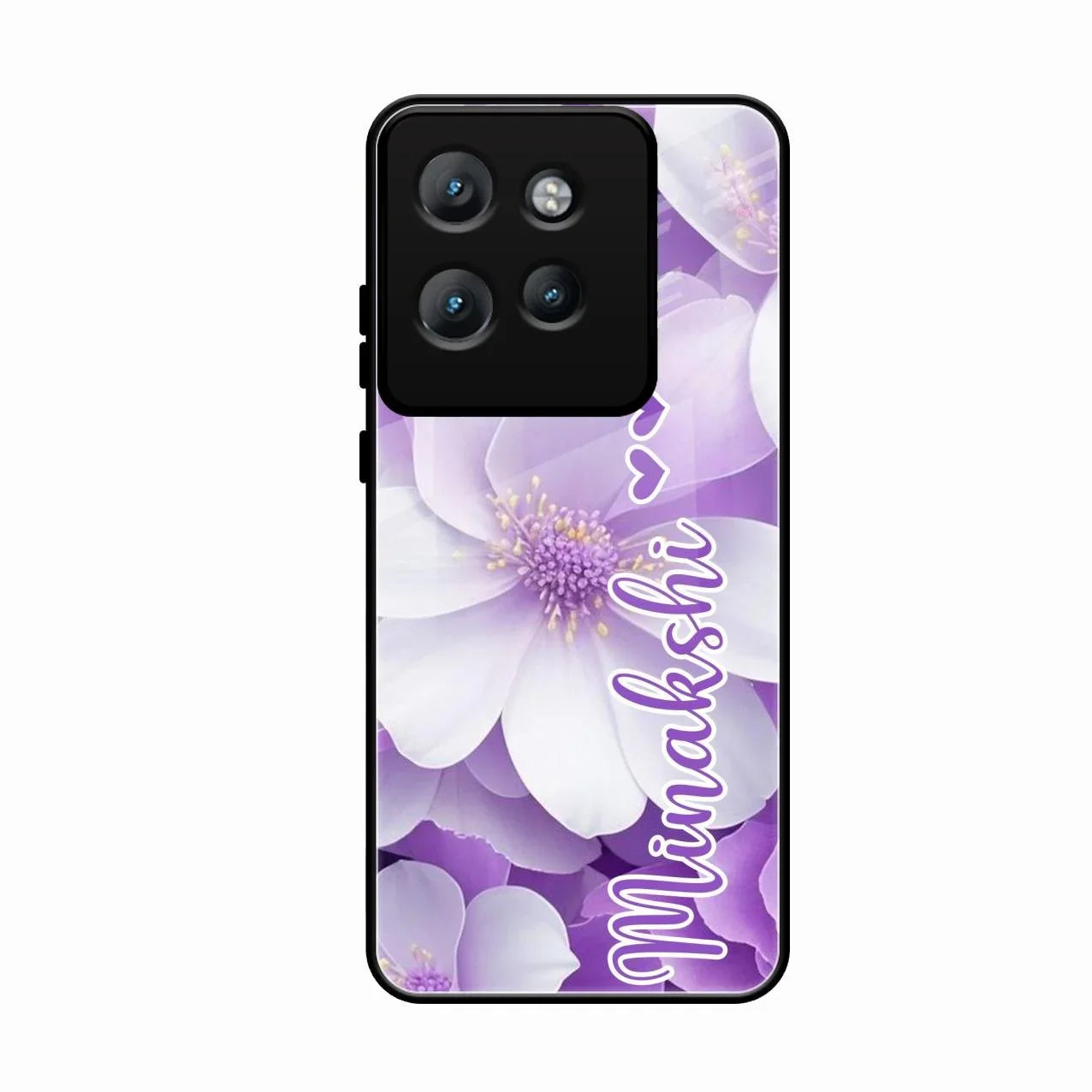 Awesome Purple Floral Glossy Customised Metal Case Cover For Motorola Edge 50 Neo