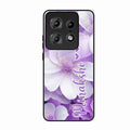 Awesome Purple Floral Glossy Customised Metal Case Cover For Motorola Edge 50 Pro