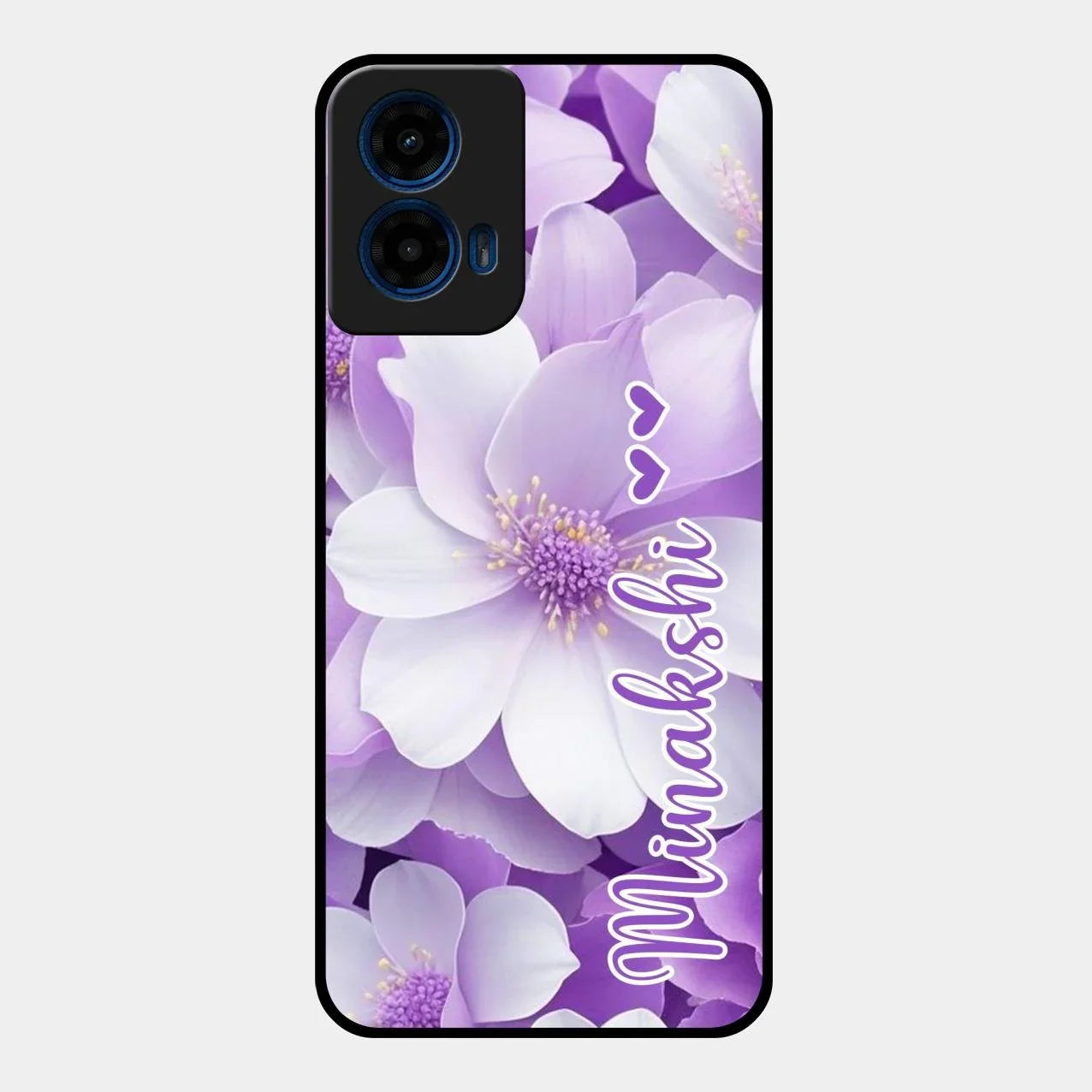 Awesome Purple Floral Glossy Customised Metal Case Cover For Motorola G45 5G