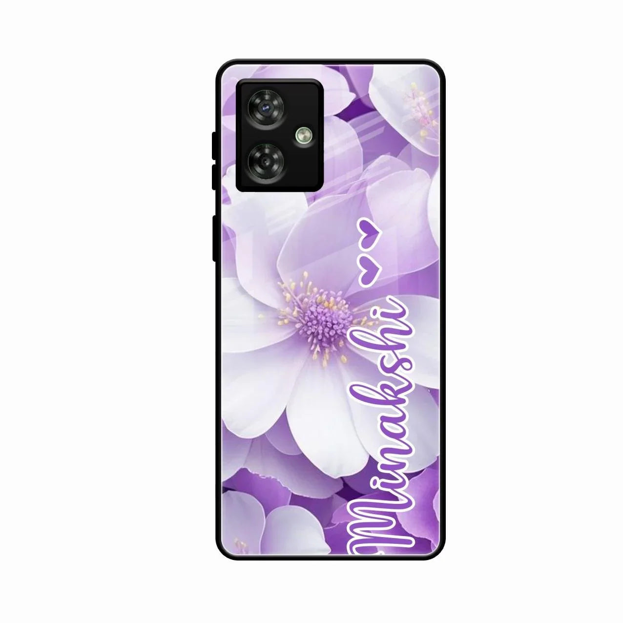Awesome Purple Floral Glossy Customised Metal Case Cover For Motorola G64 5G