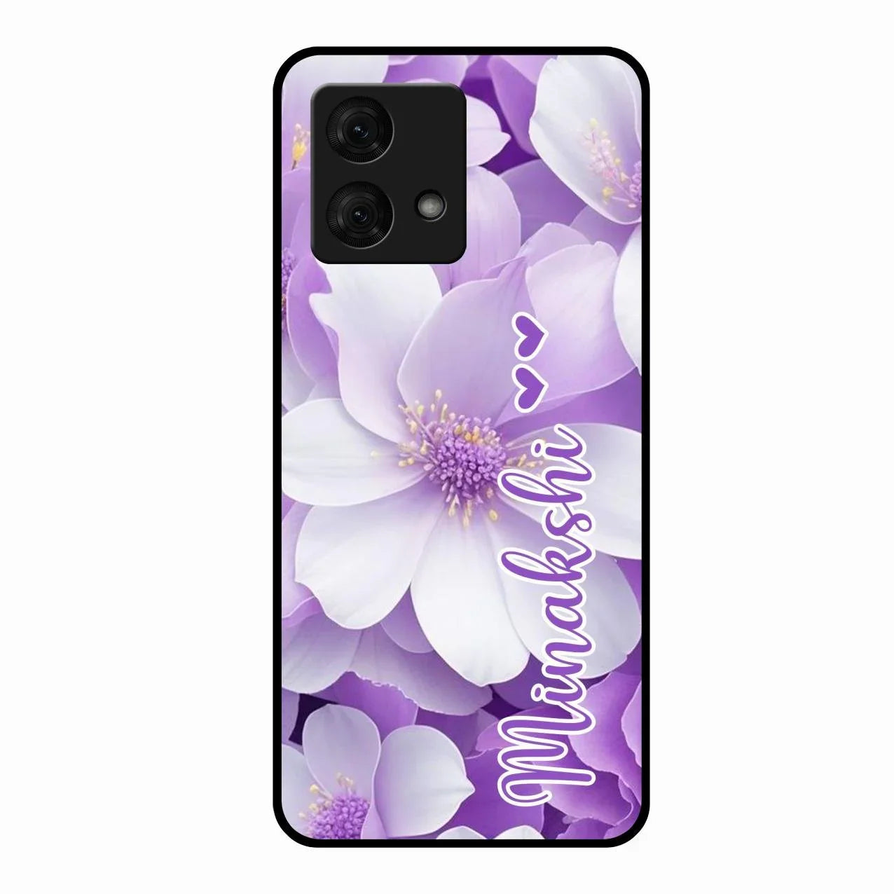 Awesome Purple Floral Glossy Customised Metal Case Cover For Motorola g84 5G