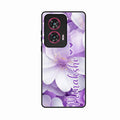 Awesome Purple Floral Glossy Customised Metal Case Cover For Motorola G96 5G