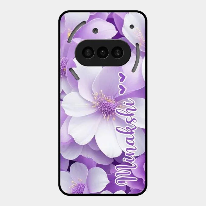 Awesome Purple Floral Glossy Customised Metal Case Cover For Nothing Phone 3A 5G