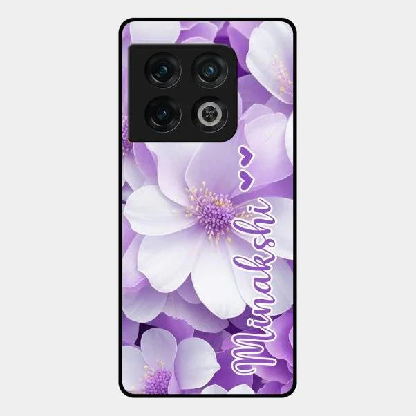 Awesome Purple Floral Glossy Customised Metal Case Cover For Oneplus 10 Pro 5G