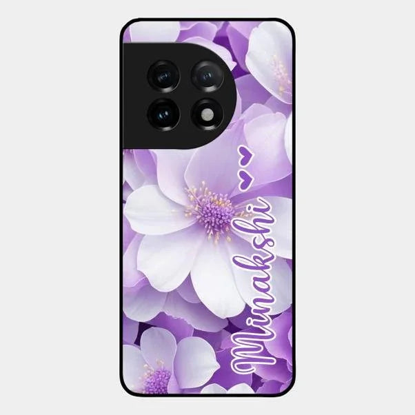 Awesome Purple Floral Glossy Customised Metal Case Cover For Oneplus 11 5G