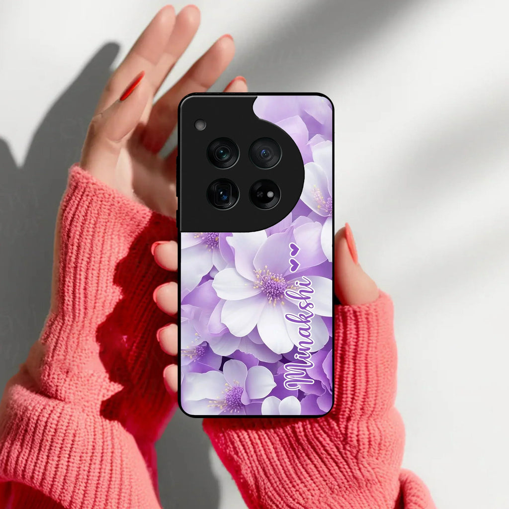 Awesome Purple Floral Glossy Customised Metal Case Cover For OnePlus - ShopOnCliQ