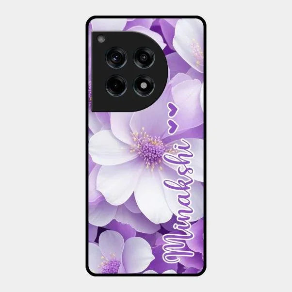 Awesome Purple Floral Glossy Customised Metal Case Cover For Oneplus 12R 5G