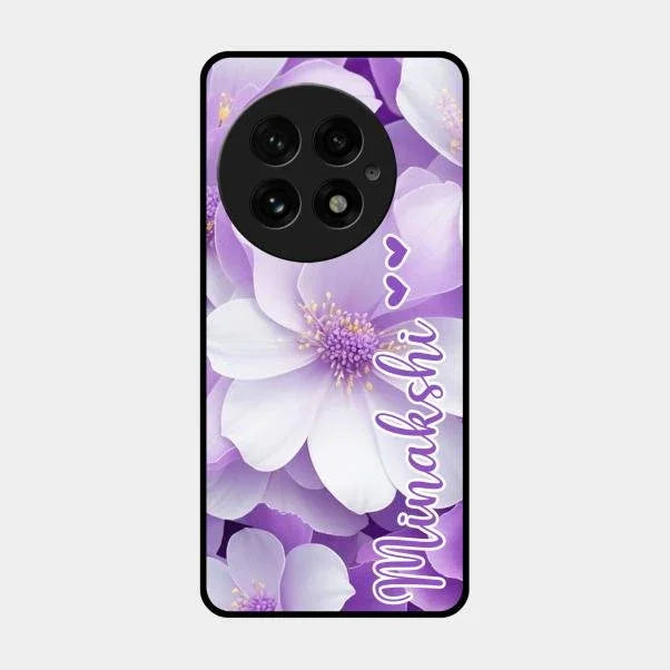 Awesome Purple Floral Glossy Customised Metal Case Cover For Oneplus 13 5G