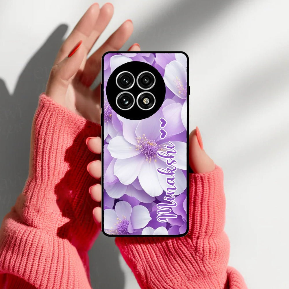 Awesome Purple Floral Glossy Customised Metal Case Cover  For OnePlus