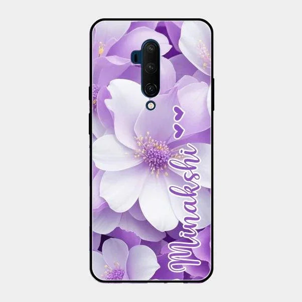 Awesome Purple Floral Glossy Customised Metal Case Cover For Oneplus 7T Pro