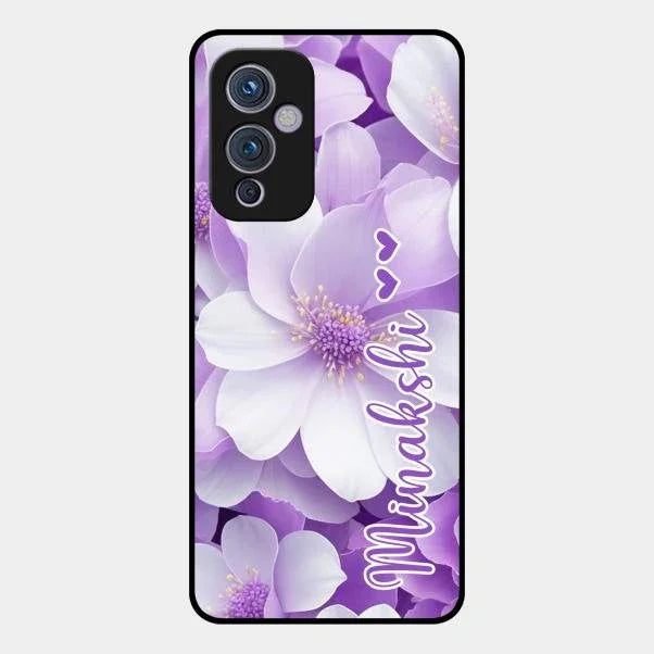 Awesome Purple Floral Glossy Customised Metal Case Cover For Oneplus 9 5G