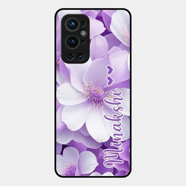 Awesome Purple Floral Glossy Customised Metal Case Cover For Oneplus 9 Pro 5G