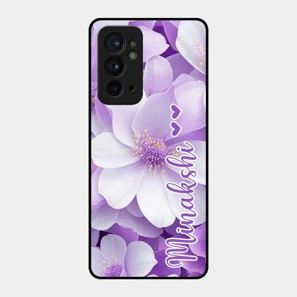 Awesome Purple Floral Glossy Customised Metal Case Cover For Oneplus 9Rt 5G