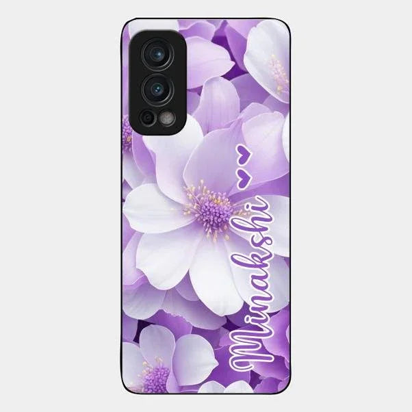 Awesome Purple Floral Glossy Customised Metal Case Cover For Oneplus Nord 2 5G