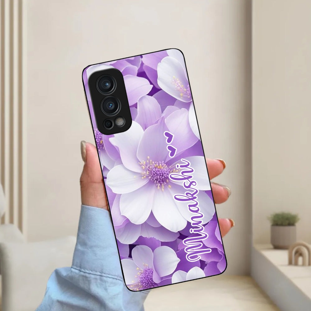 Awesome Purple Floral Glossy Customised Metal Case Cover  For OnePlus
