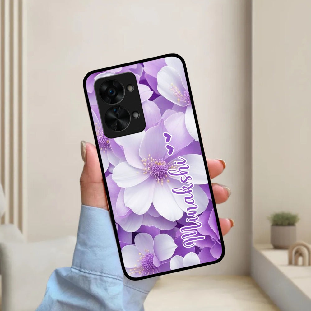 Awesome Purple Floral Glossy Customised Metal Case Cover  For OnePlus