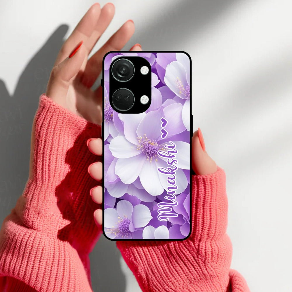 Awesome Purple Floral Glossy Customised Metal Case Cover  For OnePlus