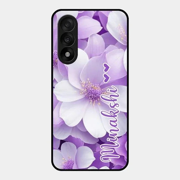 Awesome Purple Floral Glossy Customised Metal Case Cover For Oneplus Nord 5 5G
