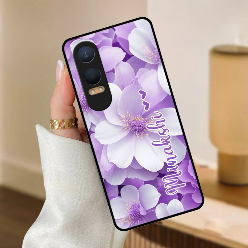 Awesome Purple Floral Glossy Customised Metal Case Cover  For OnePlus