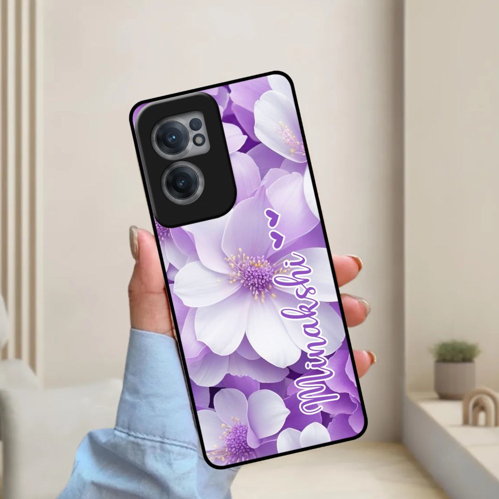 Awesome Purple Floral Glossy Customised Metal Case Cover  For OnePlus