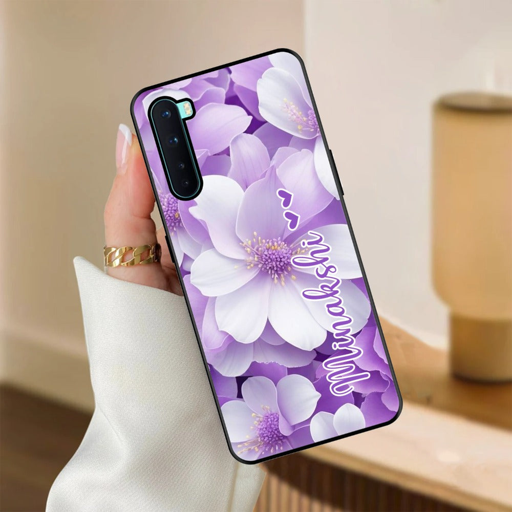 Awesome Purple Floral Glossy Customised Metal Case Cover  For OnePlus