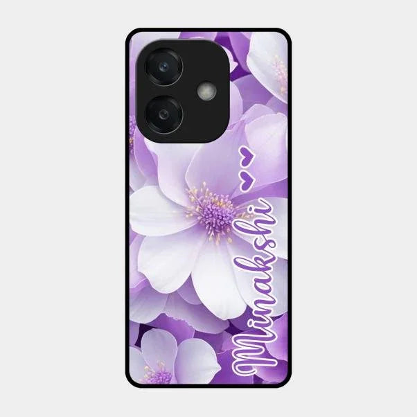 Awesome Purple Floral Glossy Customised Metal Case Cover For Oppo A3X 5G
