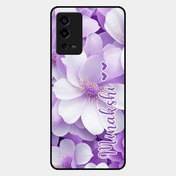 Awesome Purple Floral Glossy Customised Metal Case Cover For Oppo A55