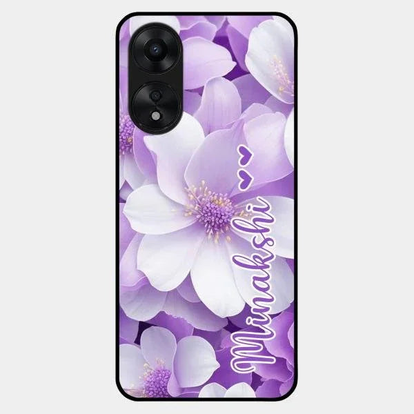 Awesome Purple Floral Glossy Customised Metal Case Cover For Oppo A78 5G