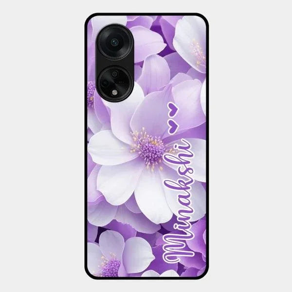 Awesome Purple Floral Glossy Customised Metal Case Cover For Oppo F23 5G