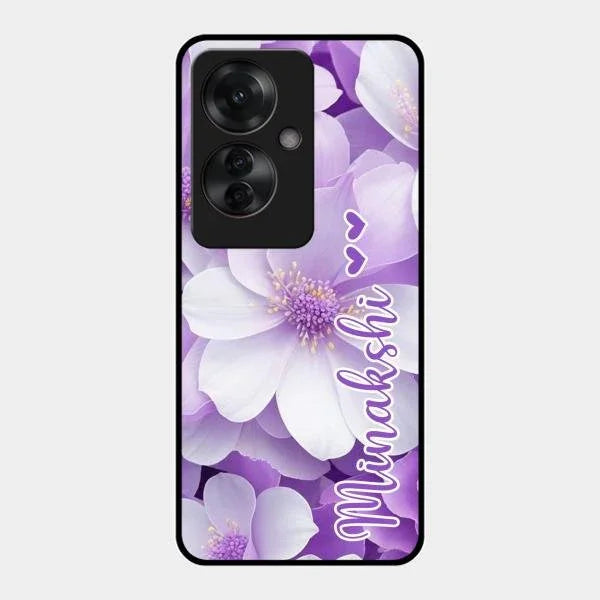 Awesome Purple Floral Glossy Customised Metal Case Cover For Oppo F25 Pro 5G