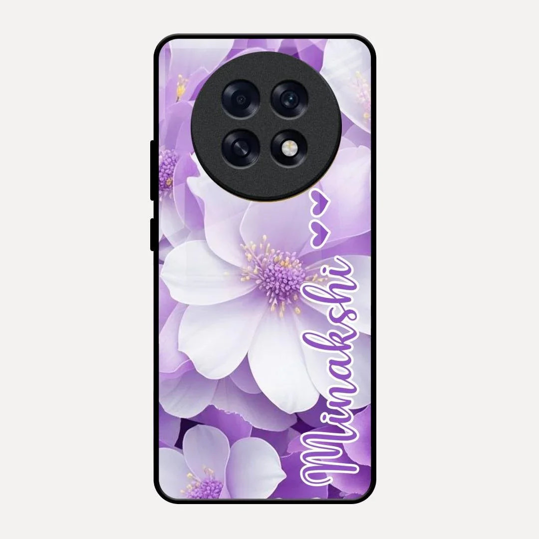 Awesome Purple Floral Glossy Customised Metal Case Cover For Oppo F31 Pro Plus 5G