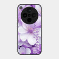 Awesome Purple Floral Glossy Customised Metal Case Cover For Oppo Find X8 5G