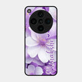 Awesome Purple Floral Glossy Customised Metal Case Cover For Oppo Find X8 Pro 5G