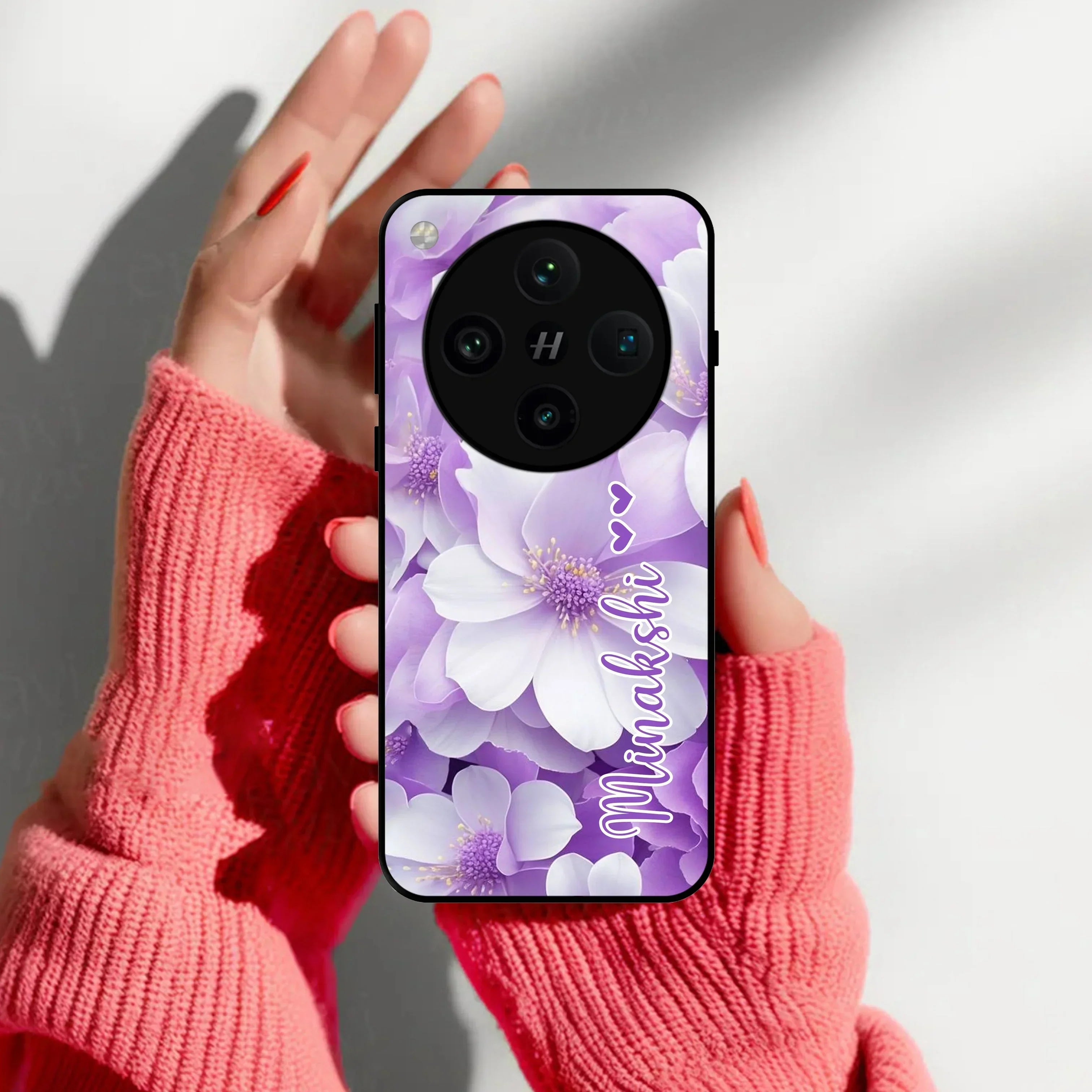 Awesome Purple Floral Glossy Customised Metal Case Cover For Oppo - ShopOnCliQ