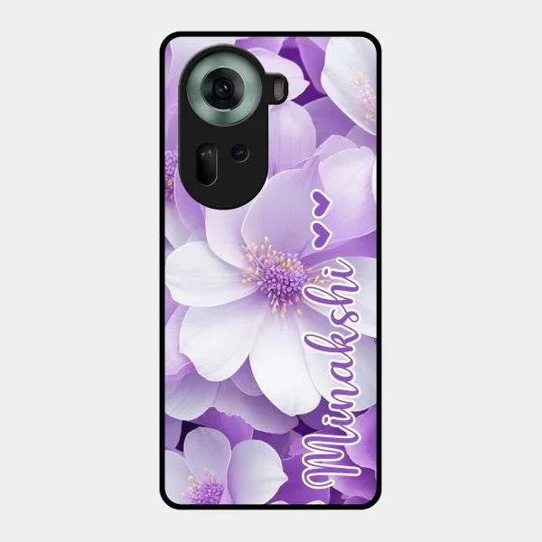 Awesome Purple Floral Glossy Customised Metal Case Cover For Oppo Reno 11 5G