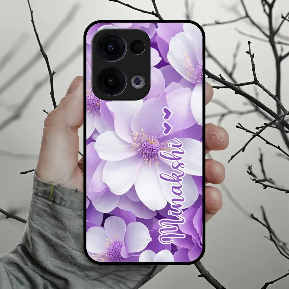 Awesome Purple Floral Glossy Customised Metal Case Cover For Oppo - ShopOnCliQ