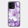 Awesome Purple Floral Glossy Customised Metal Case Cover For Oppo Reno 14 5G