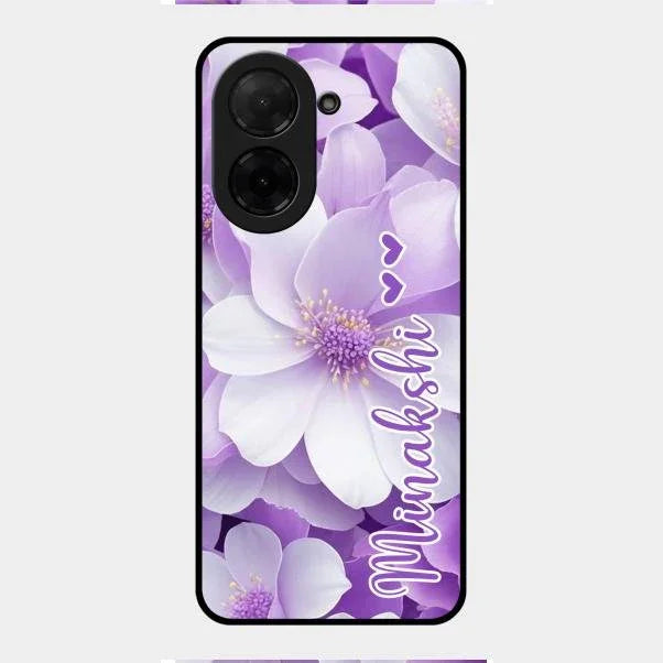 Awesome Purple Floral Glossy Customised Metal Case Cover For Poco C71