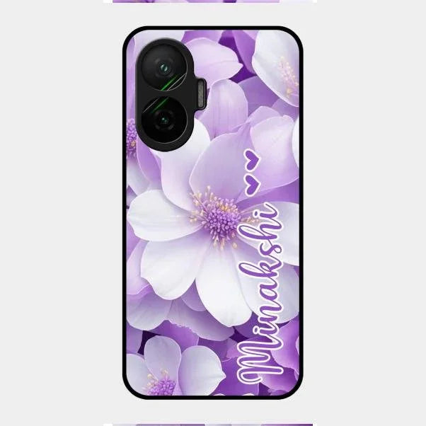 Awesome Purple Floral Glossy Customised Metal Case Cover For Poco F7 5G