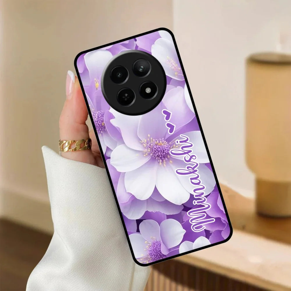 Awesome Purple Floral Glossy Customised Metal Case Cover For Realme - ShopOnCliQ