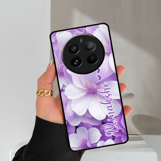 Awesome Purple Floral Glossy Customised Metal Case Cover For Realme