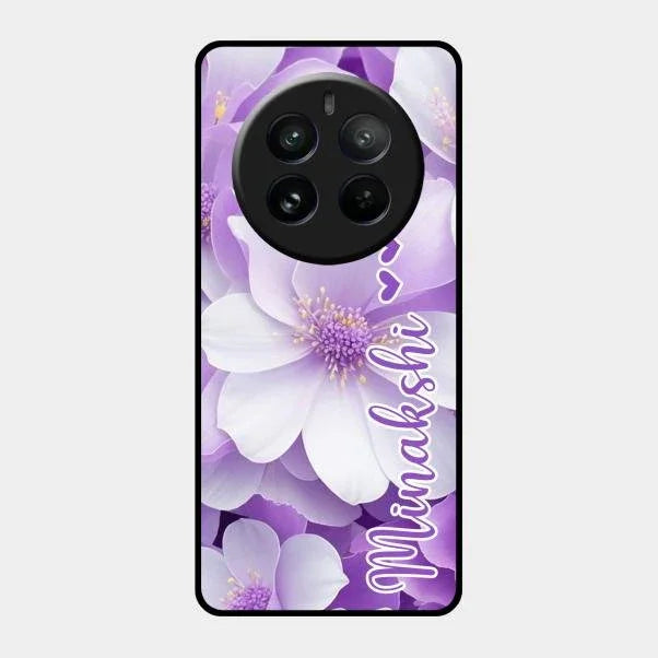 Awesome Purple Floral Glossy Customised Metal Case Cover For Realme 12 Pro 5G
