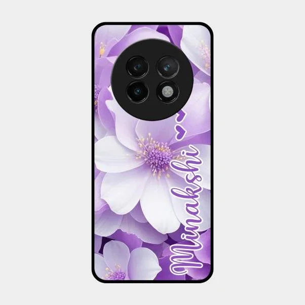 Awesome Purple Floral Glossy Customised Metal Case Cover For Realme 13 Plus 5G