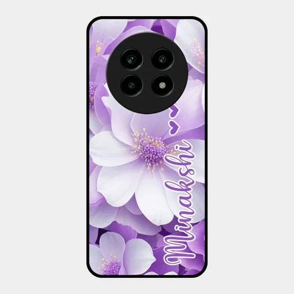 Awesome Purple Floral Glossy Customised Metal Case Cover For Realme 14 Pro Lite 5G