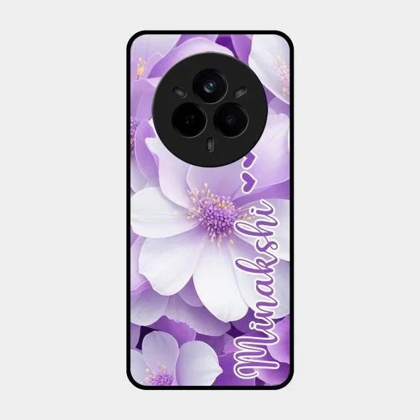 Awesome Purple Floral Glossy Customised Metal Case Cover For Realme 14 Pro Plus 5G