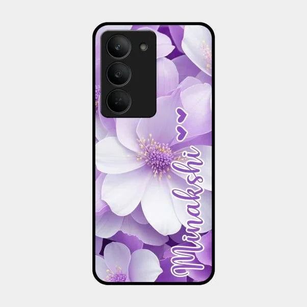 Awesome Purple Floral Glossy Customised Metal Case Cover For Realme 14X 5G