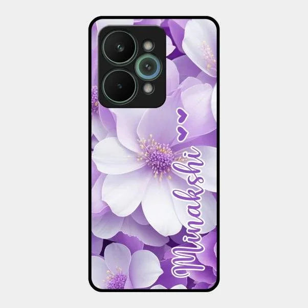 Awesome Purple Floral Glossy Customised Metal Case Cover For Realme 15 Pro 5G