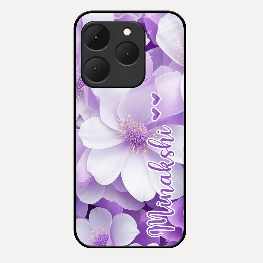 Awesome Purple Floral Glossy Customised Metal Case Cover For Realme 15T 5G