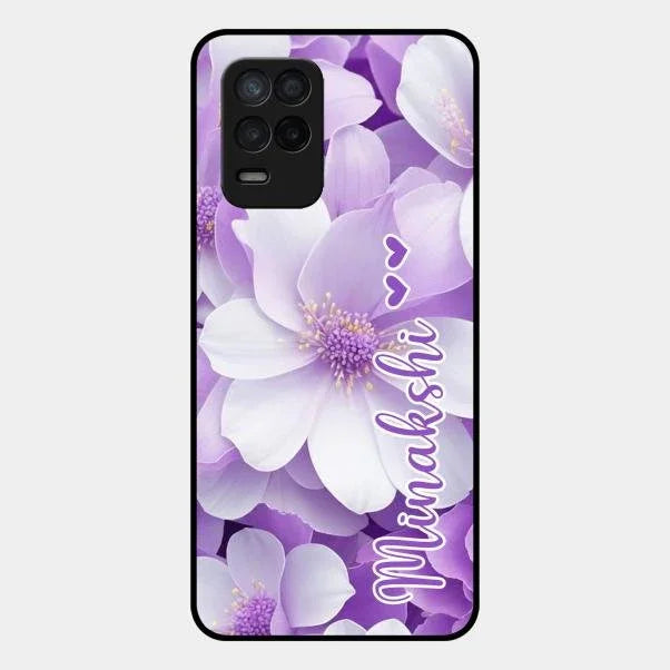 Awesome Purple Floral Glossy Customised Metal Case Cover For Realme 8 5G
