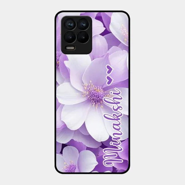 Awesome Purple Floral Glossy Customised Metal Case Cover For Realme 8 Pro